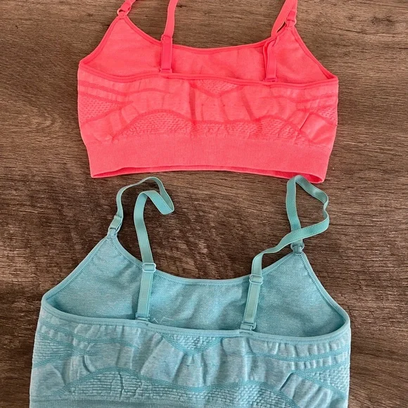 Women's Seamless Sports Bra Set - Pink and Blue - Picture 2 of 4